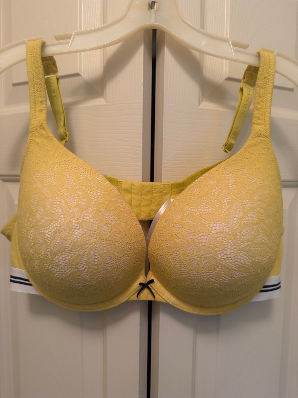 Cacique Yellow Lace T-Shirt Bra with Ribbon Accent